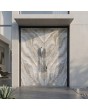 Puerta doble de aluminio revestida de cuarzo sinterizado gris
