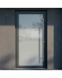 Puerta frontal de aluminio con acristalamiento totalmente esmerilado
