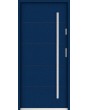 Sta Henson: puerta de entrada contemporánea de acero con nervaduras.