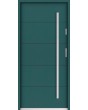 Sta Henson: puerta de entrada contemporánea de acero con nervaduras.