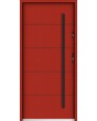 Sta Henson: puerta de entrada contemporánea de acero con nervaduras.
