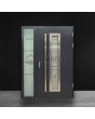 Configuración personalizada: puerta de entrada de acero STA con panel lateral izquierdo y panel de cristal (vista desde el exterior).