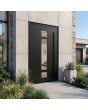 Puerta de entrada moderna de aluminio negro para viviendas