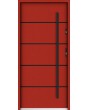 Sta Hunt noir: puerta de entrada minimalista de acero para hogares modernos con rayas negras.