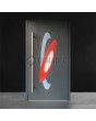 Puerta principal de antracita con óvalos de colores