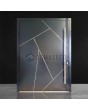 Puerta de entrada pivotante de aluminio elegante en color antracita con rayas