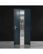 Puerta de entrada de aluminio antracita con cristal.