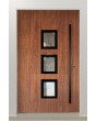 PIVOT Izobar: puerta de aluminio con un solo pivote y cinco ventanas.