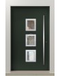 PIVOT Izobar: puerta de aluminio con un solo pivote y cinco ventanas.