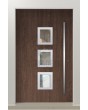 PIVOT Izobar: puerta de aluminio con un solo pivote y cinco ventanas.