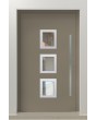 PIVOT Izobar: puerta de aluminio con un solo pivote y cinco ventanas.
