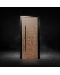 Puerta de entrada de aluminio negro recubierta de cuarzo sinterizado corten.