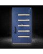 puerta pivotante de aluminio precolgada azul