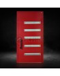 puerta pivotante de aluminio precolgada roja