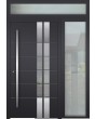 Puerta abatible LIM de aluminio con panel de cristal derecho y superior (vista desde el exterior) 