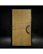 Puerta frontal de aluminio con bisagras y textura dorada de metal fresado