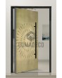 Puerta pivotante con textura de latón amarillo de metal fresado