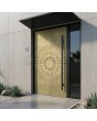Puerta principal con textura dorada de metal fresado