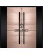 Aluminum double hinged door with copper texture of milled metal