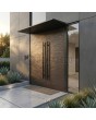 Puerta doble de entrada de aluminio con textura de metal fresado
