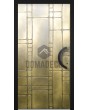 Puerta de entrada con bisagras de aluminio con textura de latón amarillo de metal fresado.