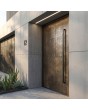 Puerta con bisagras de aluminio con metal líquido bronce