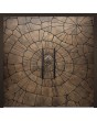 LIM M30 doble: puerta doble con bisagras de aluminio con textura marrón de metal fresado.