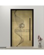 LIM M26 - puerta batiente de aluminio con textura de latón amarillo de metal fresado
