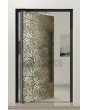 PIVOT M28 - puerta pivotante de aluminio con textura de latón de metal fresado.