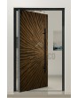 PIVOT M29 - puerta pivotante de aluminio con textura marrón de metal fresado
