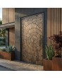 Puerta batiente de aluminio con textura marrón de metal fresado
