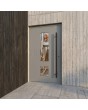 Puerta moderna de aluminio en color gris exclusivo con un diseño único