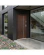 Puerta de entrada exterior moderna de caoba