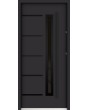 Sta Picard noir: puerta exterior de seguridad de una hoja con marco negro alrededor del cristal.