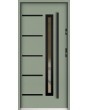 Sta Picard noir: puerta exterior de seguridad de una hoja con marco negro alrededor del cristal.