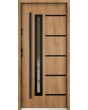 Sta Picard noir: puerta exterior de seguridad de una hoja con marco negro alrededor del cristal.