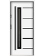 Sta Picard noir: puerta exterior de seguridad de una hoja con marco negro alrededor del cristal.