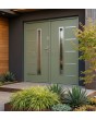 Puerta doble de entrada con exterior de acero inoxidable verde