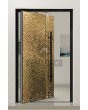 PIVOT B2 - puerta pivotante de aluminio recubierta con chapa de acero inoxidable dorado
