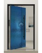 PIVOT B3 - puerta pivotante de aluminio recubierta con chapa de acero inoxidable azul
