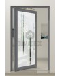 PIVOT Glass S10 - puerta pivotante de aluminio esmerilado con decoración transparente