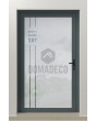 PIVOT Glass S23: puerta pivotante de aluminio esmerilado con dirección transparente.