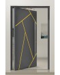 PIVOT V37: elegante puerta de entrada pivotante de aluminio con rayas.