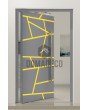 PIVOT W360: moderna puerta pivotante de aluminio con rayas.