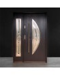 Puerta de entrada de acero Wenge con panel lateral