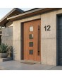 Puerta de entrada de aluminio de alta calidad, elegante y en tono roble dorado, para el hogar