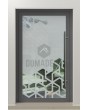 PIVOT Glass S12 - Puerta pivotante de aluminio esmerilado con decoración transparente.