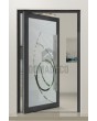 PIVOT Glass S16 - puerta pivotante de aluminio esmerilado con decoración transparente