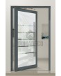 PIVOT Glass S5 - puerta pivotante esmerilada de aluminio con cinco bandas transparentes