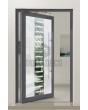 PIVOT Glass S6 - puerta pivotante de aluminio esmerilado con decoración transparente